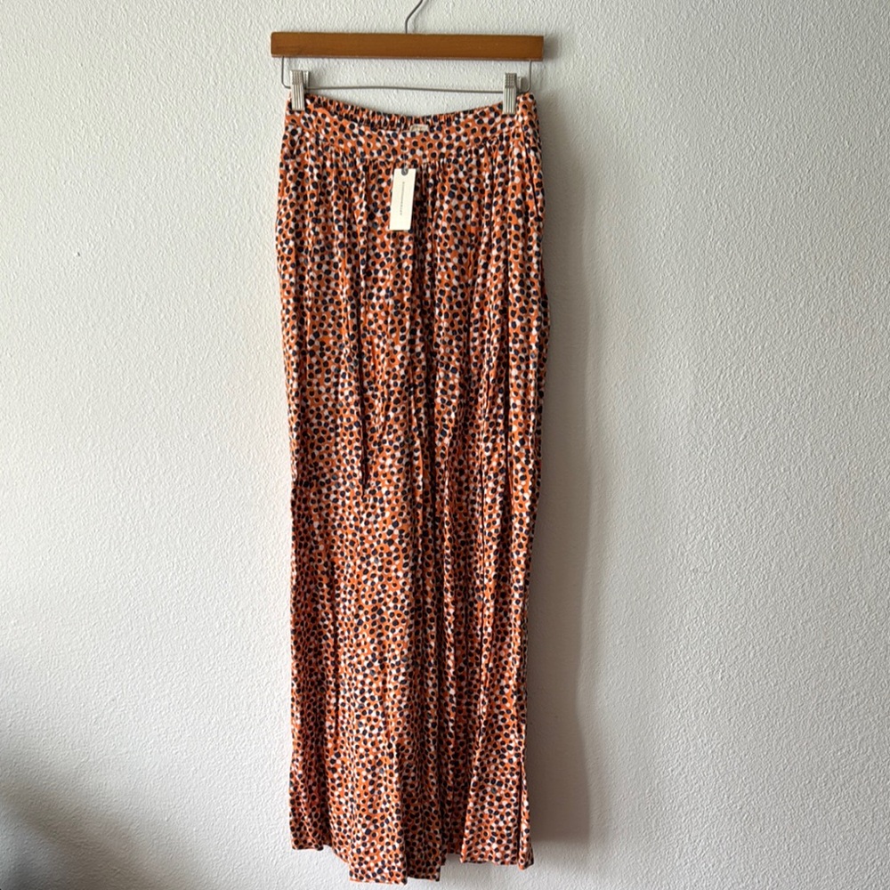 Maeve Gabriela Wide-Leg Pants - Anthropologie - navy orange dots - Picture 1 of 5